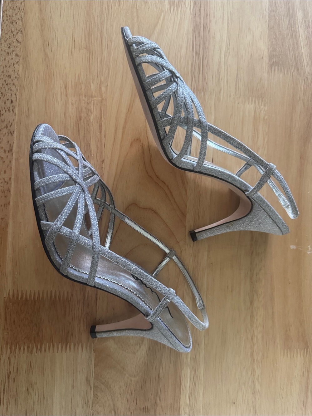 Nina Silver Glitter Strappy Heels